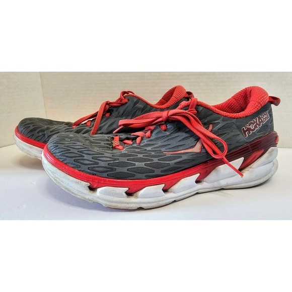 Hoka One One Vanquish 2 Running Shoes Gray Red Sneakers SZ 10.5 BROKEN EYELET - Picture 1 of 10